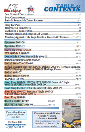 Harley Davidson replacement seats catalogue